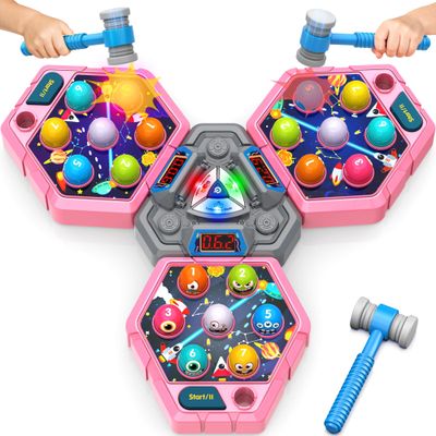 ANNKIE Whack Hammer Mole Game for Toddlers, Toys for 3 4 5 6+ Year Old Boys Girls, Pounding Toy for Age 3-5, Gifts for 3-12 Year Old Boys Girls, Interactive Educational Toys with 3 Modes,1-3 Players