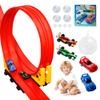 MINDNOOK 16 Ft Flexible Race Car Track Set for Kids, Portable Roll-Up Racetrack with 4 Cars & Suction Cups, Compatible with 1:64 Diecast Toy Cars, Gift for Boys & Girls Ages 3+ view 1