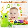 gogonova Baby Musical Caterpillar Toy 0-12 Months, Washable Teething Rattle with 10 Kids Songs, Infant Tummy Time Toy for Newborn Boys Girls (Green) view 2