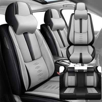 SOUIPA Car Seat Covers 5 Seats Fit for Lexus UX 200 2019-2023,Waterproof Leather Seat Covers,Airbag Compatible,Car Seat Protectors Interior Sets(5PCS with Pillows,Black&Grey)