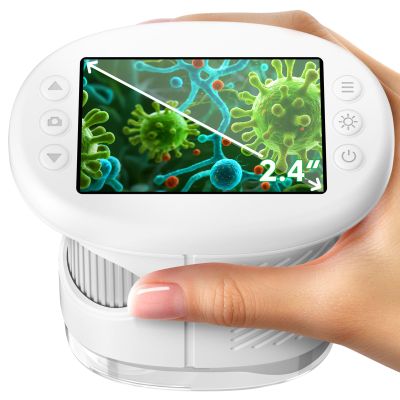 1000X Handheld Microscope for Kids, 4K 2.4" Screen Digital Kids Microscopes with 12 Slides, Portable Edu Toys Gifts for Age 3 4 5 6 7 8 9 10 11 12 Year Old Boys Girls Children Students(White)