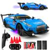 1:16 Spray RC Drift Car for Kids 4WD 2.4GHz 40KM/H High Speed Remote Control Car with LED Lights Drifting Tires & 2 Batteries, Racing Sport Toy for Boys Girls (Blue) view 1