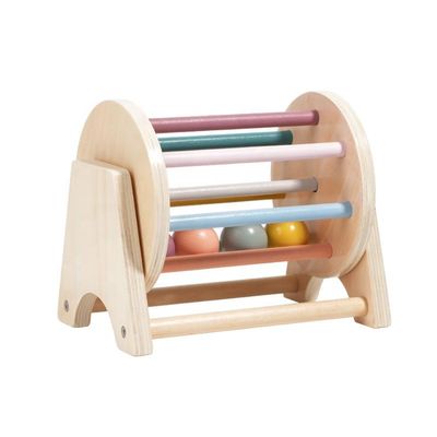Wooden Ball Track Roller Toy, Pastel Rainbow Colors, Educational Development Toy for Toddlers