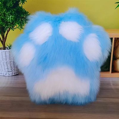 Cute Cat Paw Pillow Double-Sided Plush Cat Paw Shaped Throw Cushion Home Decorative Plush Cat Paw Throw Pillow for Couch Sofa Bed Living Room Bedroom (B, Dark Blue, 19.7x19.7in)