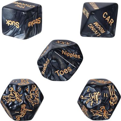 5 Very Interesting Black Dice with Various Shapes, Clear Movements, Rich Motivations, Family Activities, Valentine's Day, Birthdays, Couple Gifts
