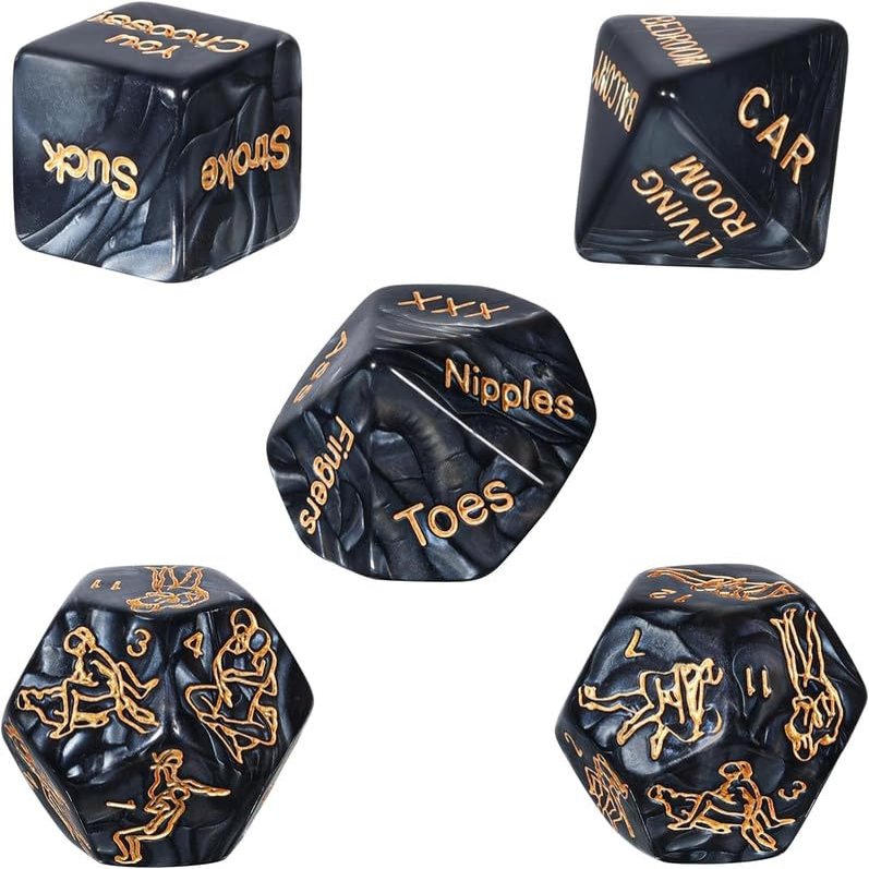5 Very Interesting Black Dice with Various Shapes, Clear Movements, Rich Motivations, Family Activities, Valentine's Day, Birthdays, Couple Gifts