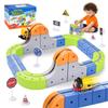 Aotonow 58PCS Electric Magnetic Train Track Sets  DIY Race Car Track Building Kits with Train and Traffic Signs, STEM Toy for Toddlers and Kids, Boys and Girls Ages 3-8, Birthday Party Gifts (Small) view 1