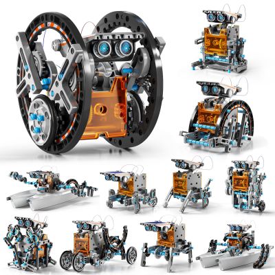 GOGIHCCH STEM Toys for Ages 8-13, Solar Powered Kits Toys Robotics for Kids Ages 8-12, Educational Building Science Experiment Kit, Boys Gifts for Kids 8 9 10 11 12 13 Years Learning Projects (Gray)