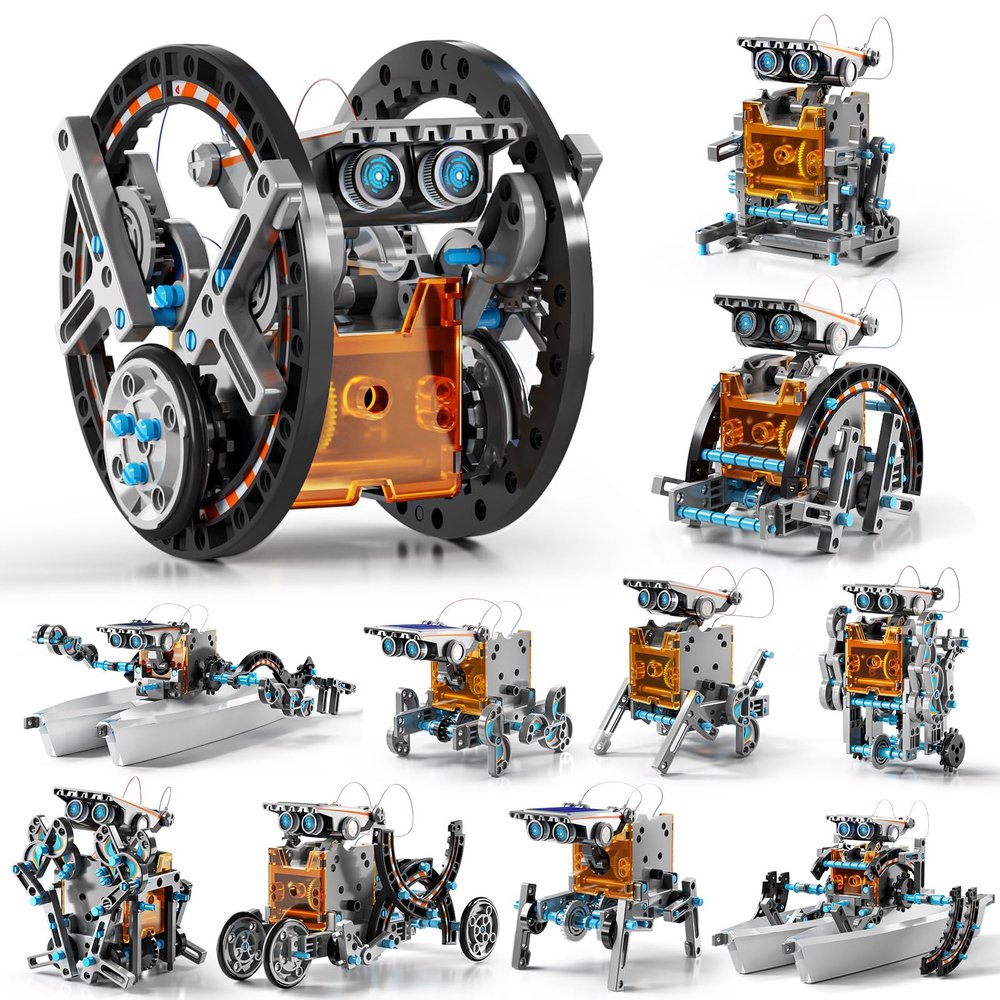 GOGIHCCH STEM Toys for Ages 8-13, Solar Powered Kits Toys Robotics for Kids Ages 8-12, Educational Building Science Experiment Kit, Boys Gifts for Kids 8 9 10 11 12 13 Years Learning Projects (Gray)
