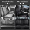 SOUIPA Car Seat Covers 5 Seats Fit for Kia Optima Plug-in Hybrid 2017-2020,Waterproof Leather Seat Covers,Airbag Compatible,Car Seat Protectors Interior Sets(Full Set,Black) view 4