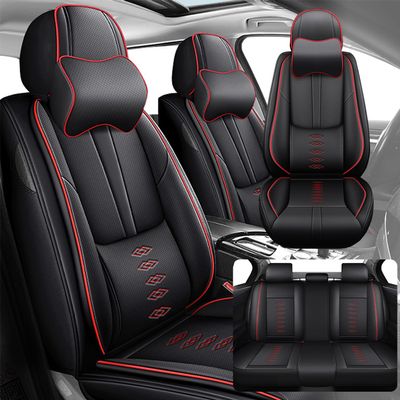 SOUIPA Car Seat Covers 5 Seats Fit for Kia Sportage Plug-in Hybrid 2023 2024 2025,Waterproof Leather Seat Covers,Airbag Compatible,Car Seat Protectors Interior Sets(5PCS with Pillows,Black&Red)
