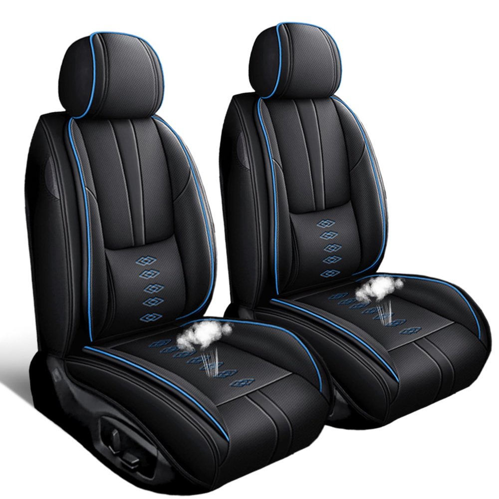 SOUIPA Car Seat Covers 2 Seats Fit for Kia Sorento Plug-in Hybrid 2022-2024 2025,Waterproof Leather Seat Covers,Airbag Compatible,Car Seat Protectors Interior Sets(Front Set,Black&Blue)