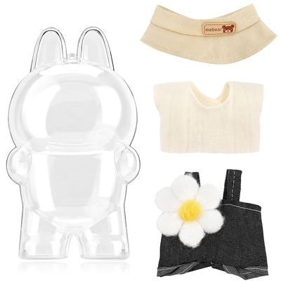 17cm Blind Figure Protective Case and Doll Clothes Set,Plastic Clear Display Case with Keychain,Come with 17cm Doll Outfits,Great for Display and Dress-Up,No Doll Included (Daisy Set)