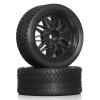 1/10 RC Rally Racing Wheels & Tires 12mm Hex, On-Road Rubber Tyres for Tam-iya XV02/XV01/TA06/TT01/TT02 PTG2 for HPI for KYOSHO(Black) view 2