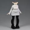 1/12 Scale Female Clothes, Faux Two-Piece Tight-Fitting Stretchy Long Sleeves Top & Black Knee-high Socks & Shiny Leather Shoes for 6 inch Female Action Figure Body (White Long top) view 1