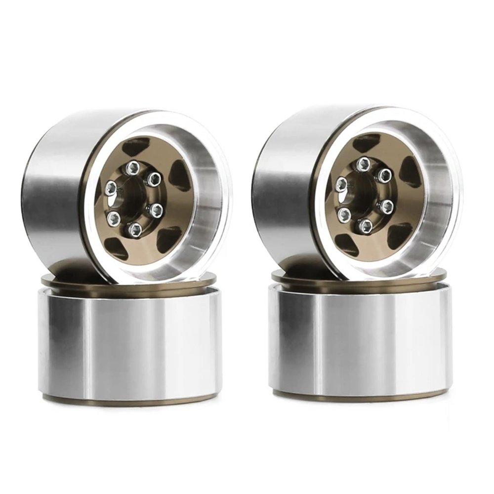 4PCS 1.0 Inch Aluminum Alloy Beadlock Wheel Hub Rims for RC Crawler Car for Axial SCX24 1/18 TRX4M Wheels Parts, Bronze