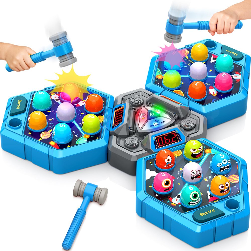 Whack Game Mole for Toddlers, Toys for 3 4 5 6 7+ Year Old Boys Girls,Pounding Toys for Age 3-8, Birthday Gift for 3-12 Year Old Boys Girls, Interactive Educational Toys with 3 Modes,1-3 Player