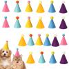 24 Pcs Mini Party Hat for Stuffed Animals, Tiny Party Hats with Pompom and Elastic Rope for Dolls, Dog, Cat, Rabbit, Puppies, Assorted Animal Birthday Decorations view 1
