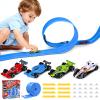 Plastic Flexible Race Car Track for Kids Toy with 20 Suction Cups & 8 Yellow Gasket Compatible with 4 Alloy Diecast 1:64 Cars Toys,13FT Rolls Up Portable Flex Track Racetrack Toy for 3 Up Years Old view 1
