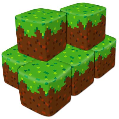 6Pcs Large Pixel Mining Party Inflatable Building Blocks Video Game Party Decorations Pixel Mining Theme Birthday Inflatable Blocks Video Gaming Centerpieces Boxes for Kid Teen Gift Favor Supplies
