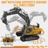 kolegend 3 in 1 Remote Control Excavator Toy 14 Channel RC Excavator Toy for Boys 3-12 with Bucket/Claw/Drill 2.4GHz Full Functional Construction Vehicles Toys Gift for 6 7 8 9 10 Years Old Kids Boys view 4