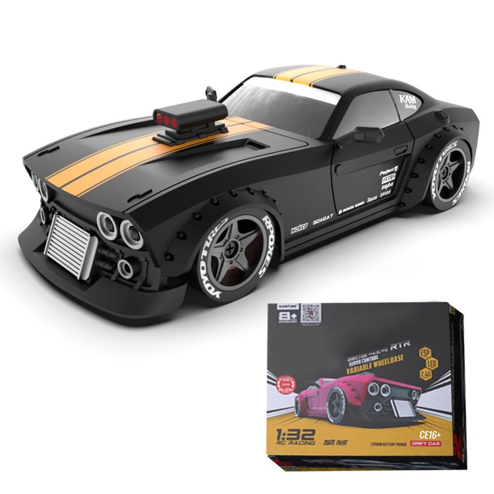 1/32 Mini RC Drift Car, 2.4G 4WD Remote Control Drift Car with Two-Speed LED Light, 4 Adjustable Wheelbase Options, RC Vehicles for Adults(RTR Version)