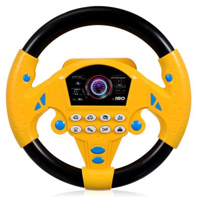 DOITOOL Kids Steering Wheel Toy, Simulated Driving Controller with Light and Music Electric Early Learning Educational Sounding Toy Pretend Driving Steering Wheel for Kids 3+ Years Old
