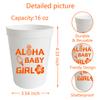 12Pcs Aloha Baby Girl Plastic Cups Summer Baby Shower Party Drinkware 16oz Tropical Hawaiian Gender Reveal Welcome Sweet Baby Party Decoration view 2