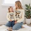 Mommy and Me Outfit Halloween Spooky Print Long Sleeve Crewneck Sweatshirts Romper Matching Fall Clothtes (Toddler, 6-12 Months, Pullover Beige) view 2