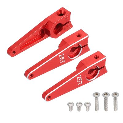 MECCANIXITY Aluminum Alloy 1 inch 25T Steering Servo Arm Horn Red for Car/Boat/Airplane Boat Accessories Pack of 3