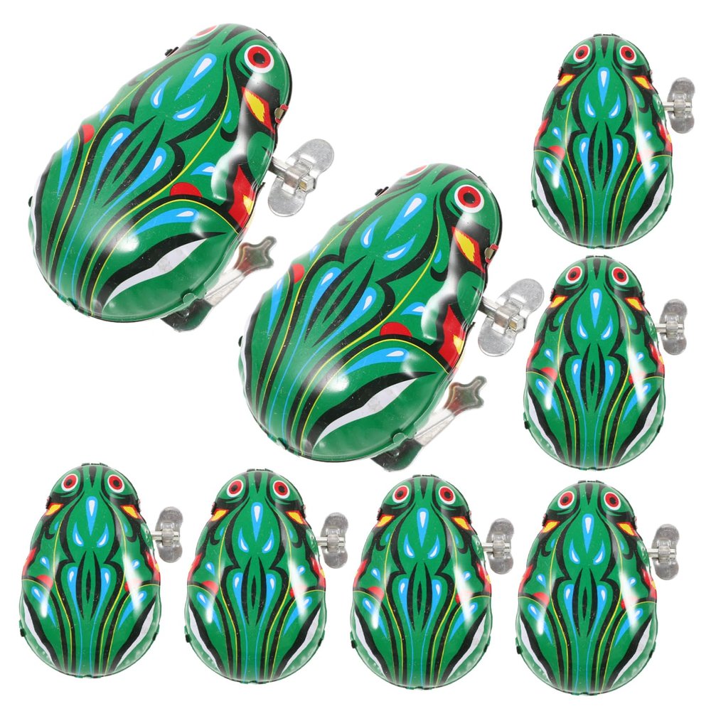 VICASKY 8pcs Wind Up Frog for Educational Clockwork Cartoon Model Playthings Retro Tinplate Frogs for Imagination Development and Room Decoration