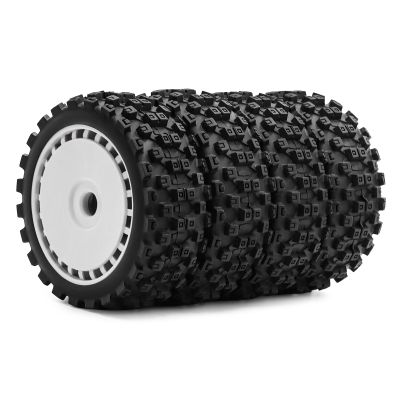 4PCS 1/8 RC Buggy Wheels & Tires Compatible with Arrma 1/8 Typhon 6S 17mm Wheel Hex Pre-glued for Arrma Typhon 6S 3S RC Off Road Car-Typhon-C-White
