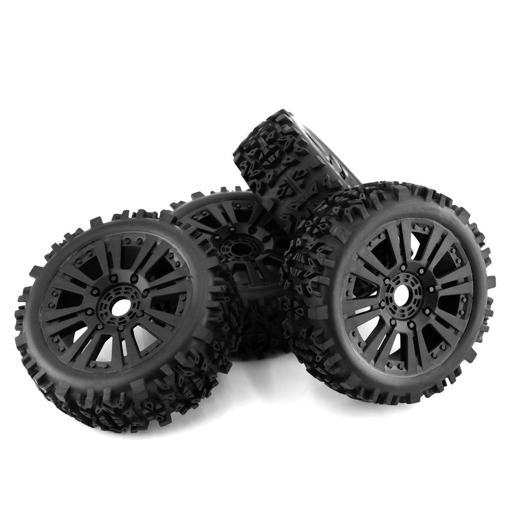 4PCS 1/8 RC Buggy Wheels & Tires Compatible with Arrma 1/8 Typhon 6S 17mm Wheel Hex Pre-glued for Arrma Typhon 6S 3S RC Off Road Car-Typhon-B-White