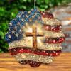 12 Inch 3D Kinetic Wind Spinner for Garden and Yard, Laser-Cut Stainless Steel, Mesmerizing Hanging Decor for Outdoor Patio & Indoor, Faith & Freedom-07 view 1