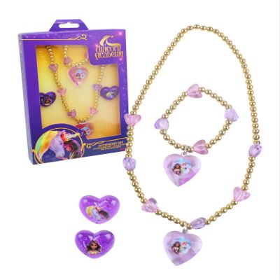 Joy Toy Unicorn Academy Jewellery Set: 1 Bead Bracelet, 1 Bead Necklace and 2 Rings