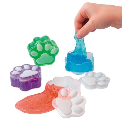 2 1/4" Iridescent Glitter Putty-Filled Plastic Paw Prints - 12 pieces