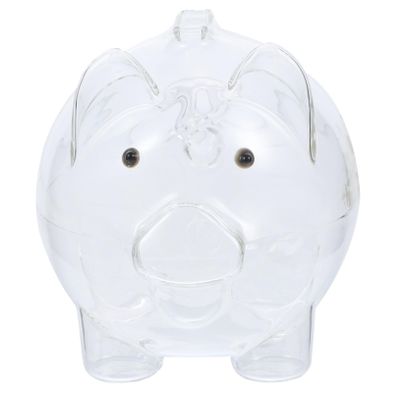 FRCOLOR Transparent Glass Piggy Bank for Pig Shaped Coin Storage Box Household Money Saving Jar Fun Educational to Develop Saving Habit and Organize Coins