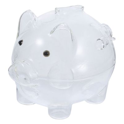 Abaodam Transparent Glass Pig Shaped Money Box for Decorative Coin Storage Bank with Capacity Cute Piggy Bank Ornament to Encourage Saving Habits and Brighten Home Desktop
