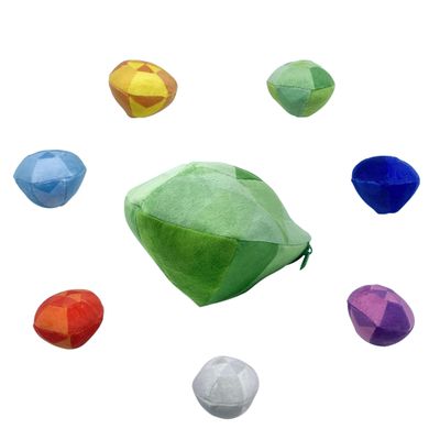 9 Master Emerald Plush Toy Set with 7 Chaos Emeralds (2.5 Gems Inside) Soft Stuffed Collectors Display Gamer Gift for Fans Green, Red, Blue, Yellow, Purple, Cyan & Gray