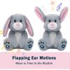 YH YUHUNG Easter Bunny Interactive Talking Plush Toy, Voice Repeat & Record, 10 Songs with Flapping Ears, Volume Control, Animated Stuffed Rabbit Easter Basket Gift for Toddlers Kids, Soft Gray view 3
