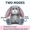 YH YUHUNG Easter Bunny Interactive Talking Plush Toy, Voice Repeat & Record, 10 Songs with Flapping Ears, Volume Control, Animated Stuffed Rabbit Easter Basket Gift for Toddlers Kids, Soft Gray view 4