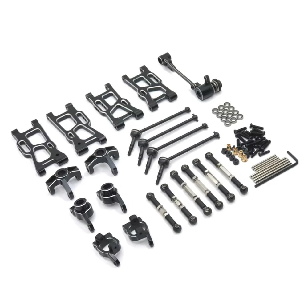 RC Pull Rod For LC LC12B1 Emb-1H-dth-mth 1/14 Metal For Swing Arm Steering Cup Steering Group Connecting Rod9 Piece Set RC Car Parts Replacement Use(Black)