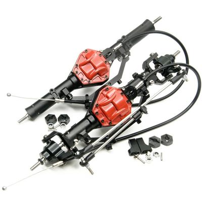 4WD Lock Aluminum Front Rear Axle Upgrade Parts Compatible with 1 10 Scale RC Crawler Car(Front and Rear)