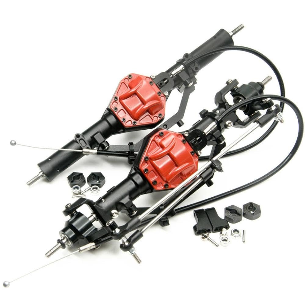 4WD Lock Aluminum Front Rear Axle Upgrade Parts Compatible with 1 10 Scale RC Crawler Car(Front and Rear)