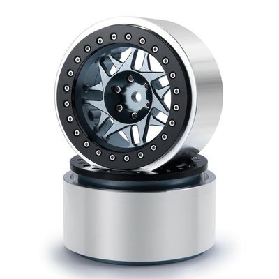 2.9inch Beadlock Metal Wheel Rims Compatible with 1/6 Scale RC Cars Like SCX6 AXI05000 AXI05001 Trail Honcho Upgrade Parts(Titanium 2PCS)