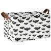 ALAZA Bat Halloween White Black Rectangular Closet Storage Box Storage Bin Basket Storage Cube with Leather Handles Nursery Storage Laundry Hamper 2 Piece view 1