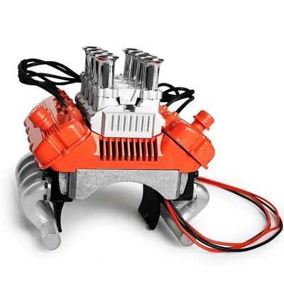 1/10 Scale V8 Engine Cover Motor Heat Sink Cooling Fan Radiator Compatible with 1/10 RC Car Parts Simulation Model Accessory(Red)