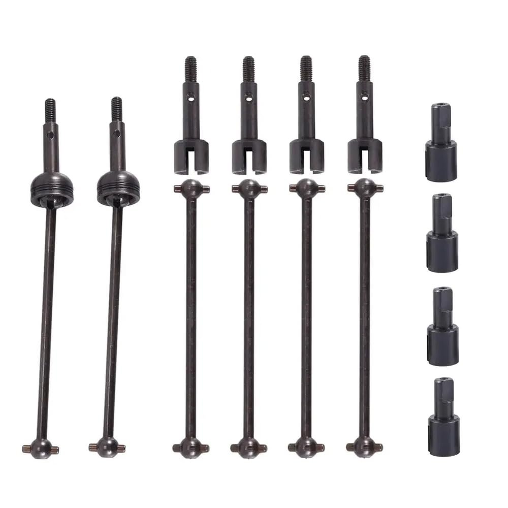14pcs Metal Drive Shaft Dogbone Differential Cup Upgrade Parts Compatible with 144001 144002 144010 124007 124016 124018 124019 RC Car Models(Black)