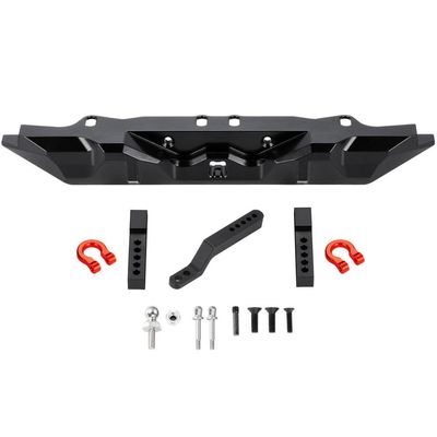 1/10 RC Crawler Car Aluminum Rear Bumper with D-Rings Trailer Hook and Lights Upgrade Part Compatible with Various Models(Rear Bumper D)