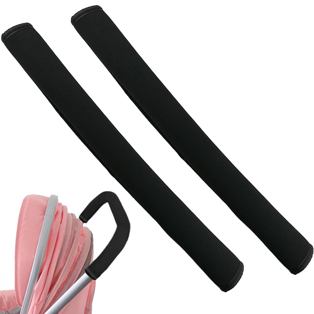 2 PCS 18.7*1.37*1.37inches Stroller Armrest Handle Cover,Pushchair Handlebar Sleeve,Universal Protective Case Grip Bar Covers Replacement Removable Toddler Pram Bumper Dust Proof Handle Gloves(Black)